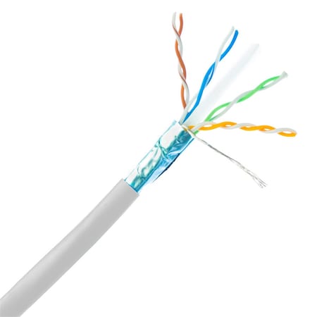 CABLE WHOLESALE Bulk Shielded Cat6a White Ethernet Cable with 10 Gig Solid, 500 Mhz, 23 AWG Spool, 1000 ft. 13X6-591NH